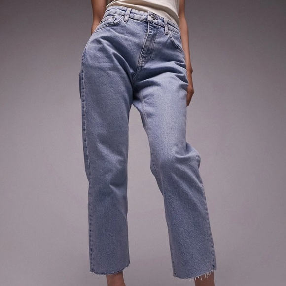 Topshop Raw Hem Crop Straight Leg Jeans - Picture 5 of 6